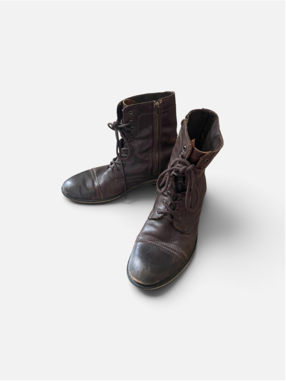 Men's Steve Madden Brown Leather Lace-Up Boots Size 12